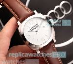 Luminor Panerai Replica White Dial Brown Leather Strap Watch